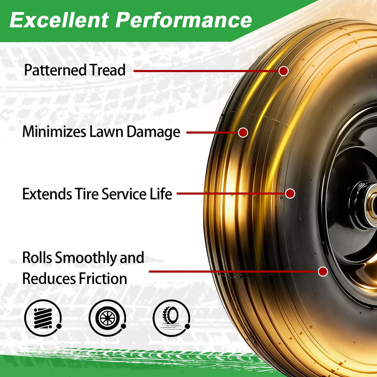 LTNICER (2-Pack) 4.00-6 Wheelbarrow Tires and Wheels, 13" Pneumatic Tire with 5/8" or 3/4" Bearings, Heavy Duty Replacement Wheel for Wheelbarrow, Garden Cart, Hand Truck