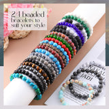 Landical 24 Pcs 8 mm Gemstone Beaded Bracelets for Women & Men, Classic