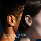 Velelia Moissanite Earrings for Men Women, 0.2ct-3.0ct Men 925 Sterling Silver Earrings, Round Cut Diamond Stud Earrings for Women