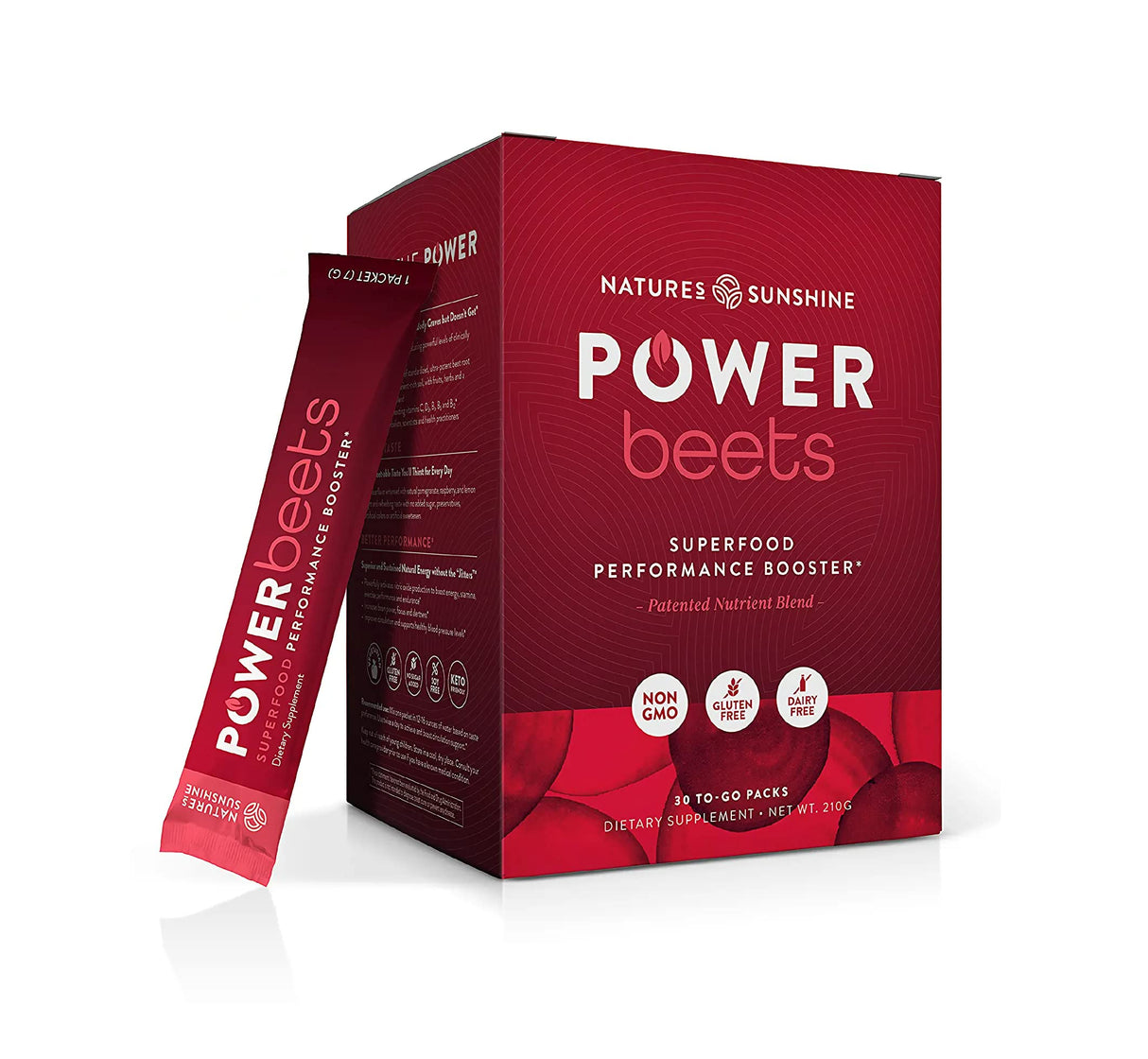 Nature's Sunshine Power Beets – Patented Nutrient Blend of Beet Root Powder and Nutrients to Promote Performance, Mental Clarity, & Vitality – Non-GMO, Soy & Gluten Free – 30 Servings to-Go Packs