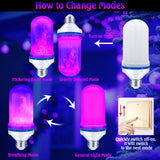 Upgraded LED Purple Flame Light Bulbs, 4-Mode Flickering Light Bulbs with Gravity Sensor, E26 Fire Light Bulb for Porch Party Patio Home Halloween Christmas Indoor Outdoor (Purple, 4)