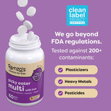 Renzo's Picky Eater Kids Multivitamin with Iron, Dissolving Kids Vitamins with Vitamin D3 and K2 and More, 60 Sugar-Free Melty Tabs, Oh-Oh-Oh Orange Flavor