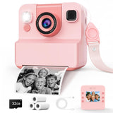 Kids Camera Instant Print Toys for Teenage Girls:1080P HD Digital Video Cameras for Girls, Christmas Birthday Gifts for 3 4 5 6 7 8 9 10 11 12 13 14 Year Old Girl with 32GB Sd Card-Pink