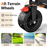 3 in 1 Collapsible Wagon with 300lbs Weight Capacity,150L Heavy Duty Utility Cart with Removable Canopy,with Big All-Terrain Beach Wheels & Drink Holders,Black