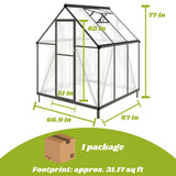 6x6 FT Greenhouse for Outdoors, Polycarbonate Greenhouse with Quick Setup Structure and Roof Vent, Aluminum Large Walk-in Green House for Outside Garden Backyard, Dark Gray