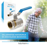 Bächlein Universal Ball Valve - Brass Ball Valve with Lever Handle and 1 Inch Female Thread on Both Sides - Full Bore Shut-Off Valve