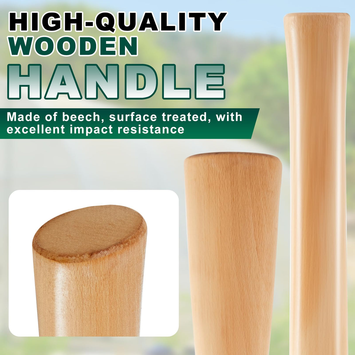 Bucherry 2 Pcs 35 Inches Pickaxe Handles Beech Wood Handles Replacement Tool Set for Heavy Duty Pick Axe, Mattock Heads, for Gardening, Landscaping, Yard and Outdoors Work
