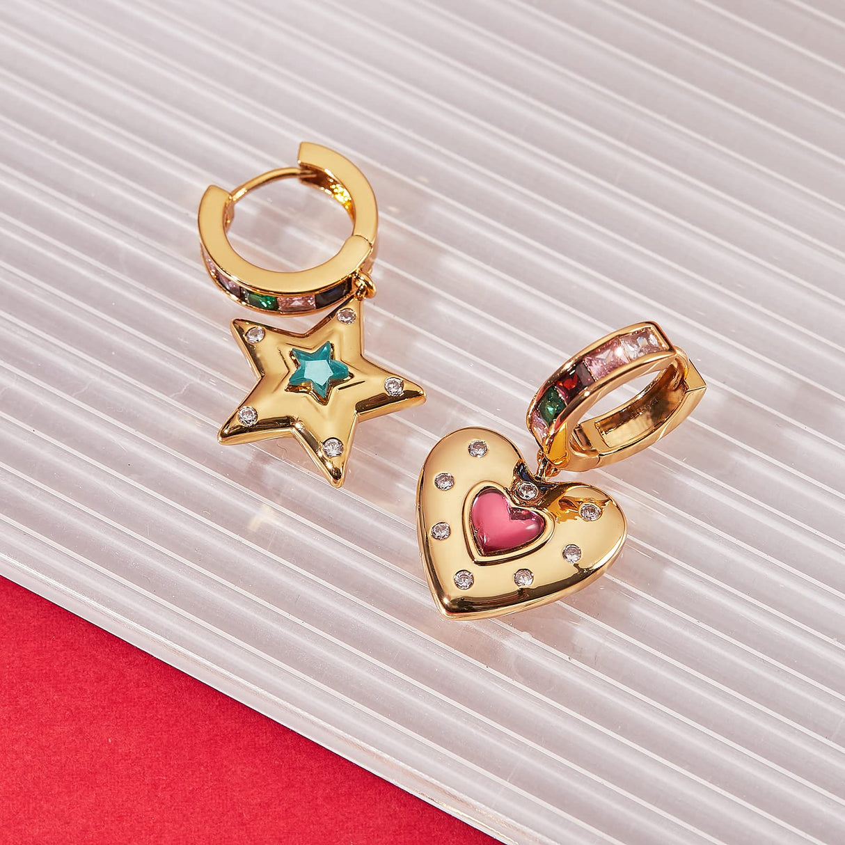 Ornaland Gold Heart Star Earrings Charms for Women Personalized Dangle Hoop