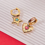 Ornaland Gold Heart Star Earrings Charms for Women Personalized Dangle Hoop
