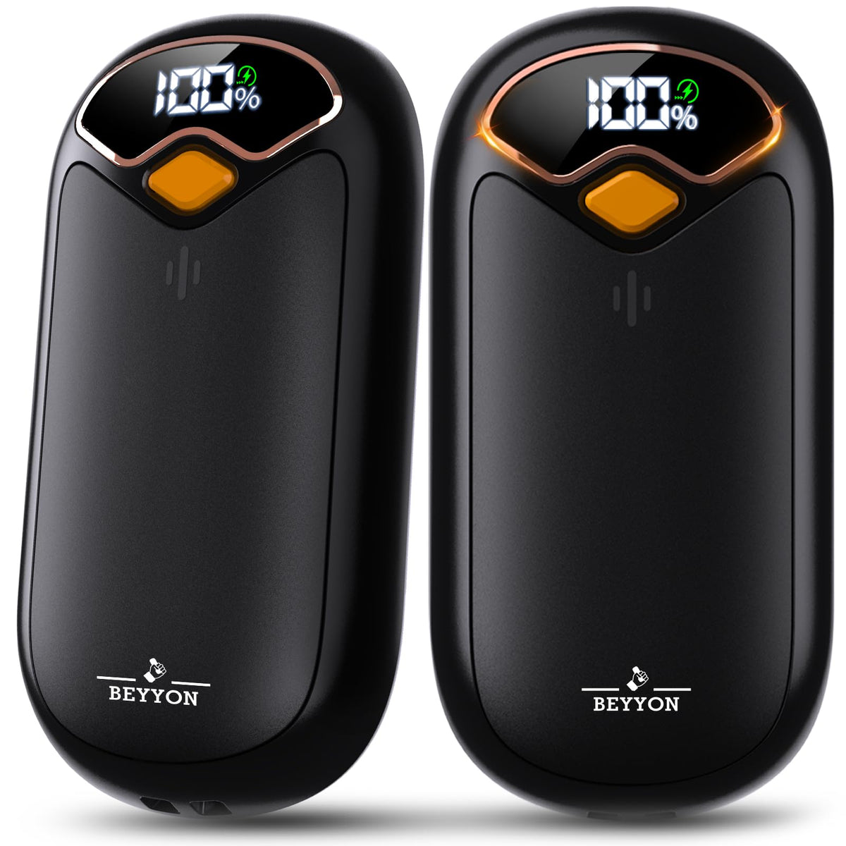 BEYYON Hand Warmers Rechargeable - Electric Hand Warmer Rechargeable 2 Pack, LED Display, 4 Heat Levels Reusable, USB, Magnetic Portable Handwarmers for Golf/Camping/Hunting, Gift for Women, Men