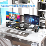 gianotter Dual Monitor Stand Riser With Drawer and 2 Pen Holders