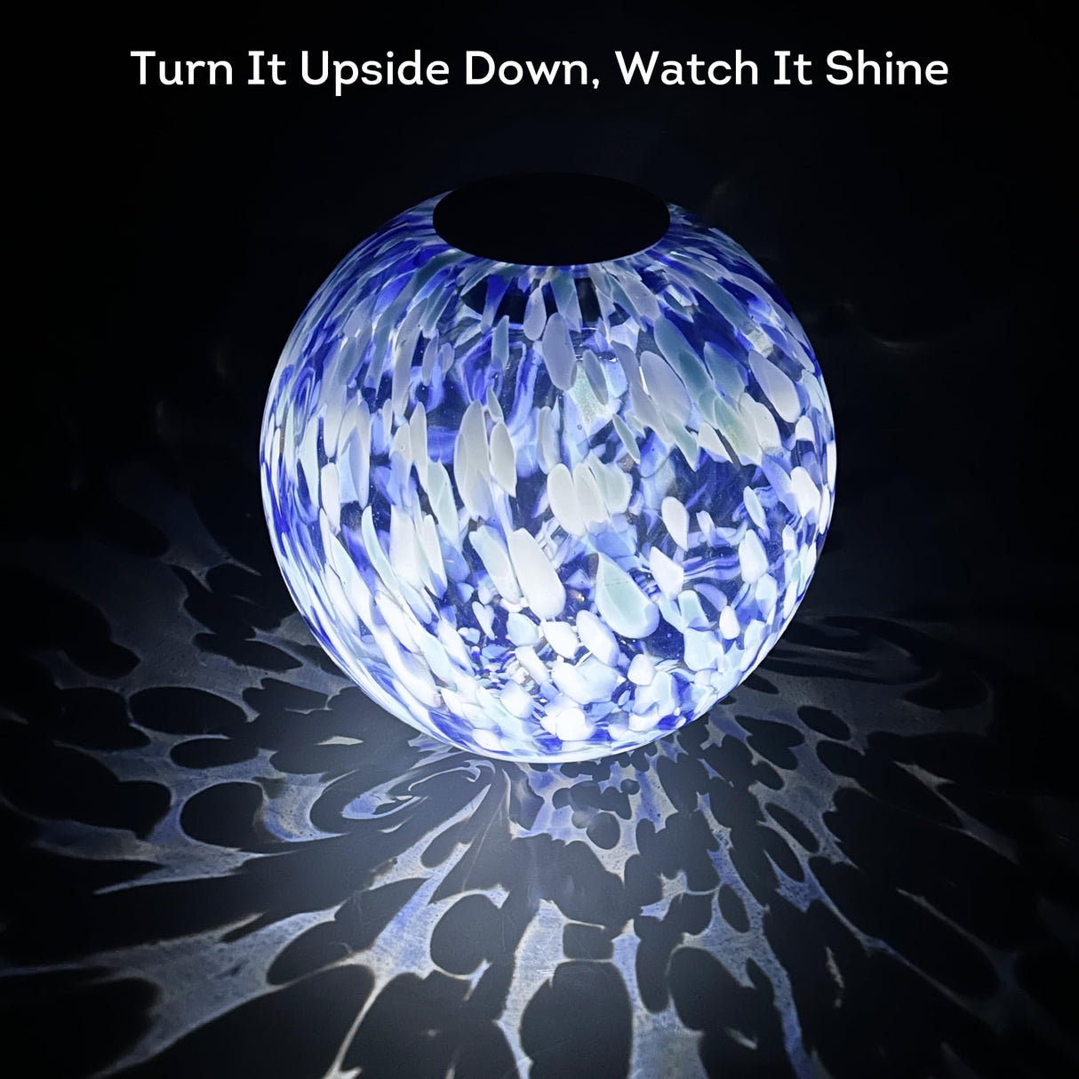 Lily's Home Gazing Ball - 10" Glass Globe with Solar Powered Lights - Outdoor Solar Lights for Yard & Patio - Garden Decor - Automatic On/Off Photosensitive Switch - Battery Included - Blue