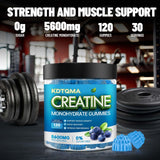 Creatine Monohydrate Gummies for Men & Women 120 CT - 5600mg of Creatine Monohydrate per Serving, Chewable Creatine Monohydrate for Muscle Support & Energy Boost, Sugar Free, Vegan (Blueberry Flavor)