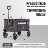 Whitsunday Folding Collapsible Utility Wagon, 400Lbs Heavy Duty Outdoor Park Beach Wagon with Table and Side Pocket for Garden Camping Sports Shopping Grey