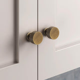 RZDEAL Antique Brass Cabinet Knobs Pulls, Solid Brass Cabinet Drawer Dresser Retro Knobs Traditional Handles(1-1/8"x1-1/8/28mmx28mm), 4 Pack