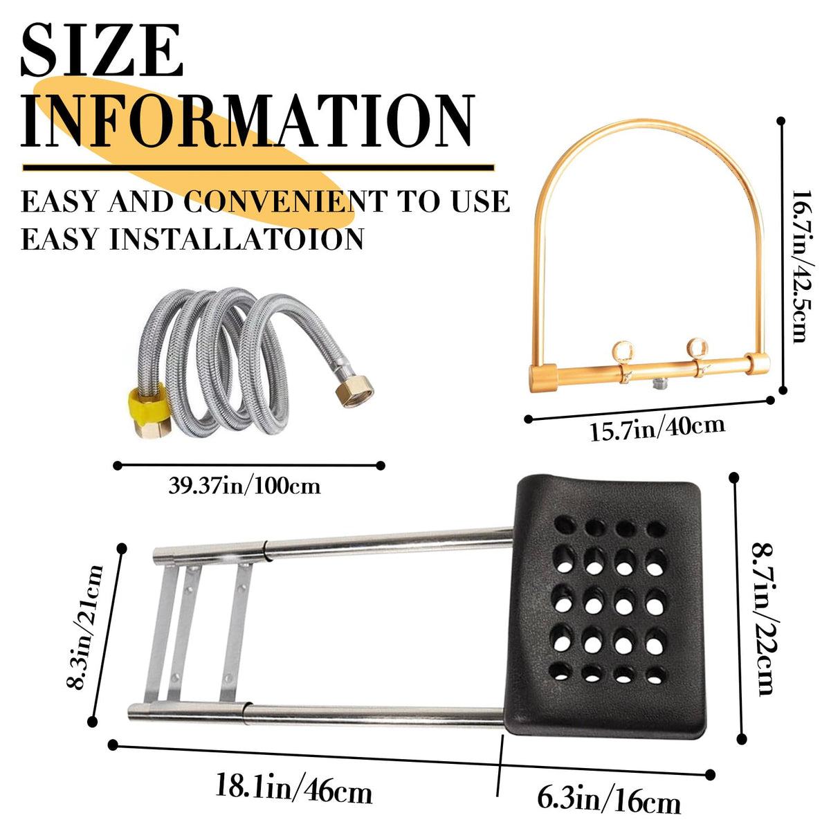 YTQHERQR Water Circulation Hair Head Spa Equipment with Pillow, Water Circulation Frame Rack with 39.37" 304 Stainless Steel Water Hose, Shampoo Bed Accessories, for Hair Salon Massage Shower