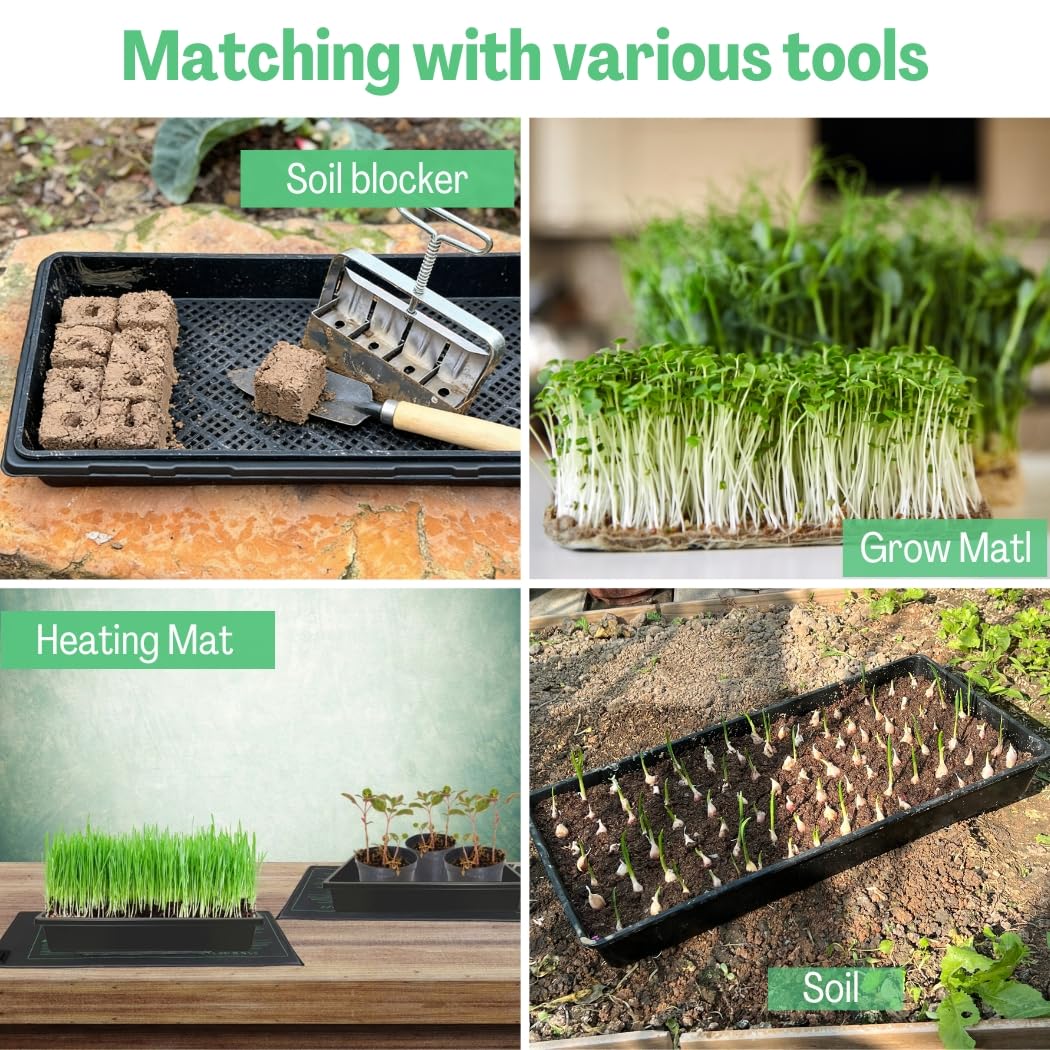 ILITING 1020 Trays Set - 5 Pack (10 Pcs) Durable 1020 Mesh Tray and No-Hole Tray, Ideal Soil Blocking Trays for Seedlings, Microgreens, and Hydroponics, Heavy-Duty