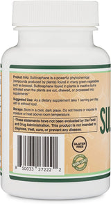 Sulforaphane Supplement - 20mg of Sulforaphane per Serving (120 Capsules) Potent Broccoli Extract for Healthy Aging (Derived from Broccoli Sprouts, Vegan Safe) by Double Wood