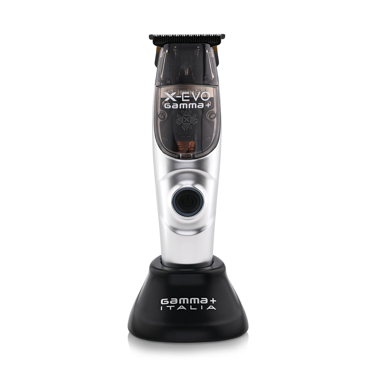 GAMMA+ X-Evo Trimmer Microchipped Magnetic Motor with Interchangeable Lids Matte Colors, Charging Stand