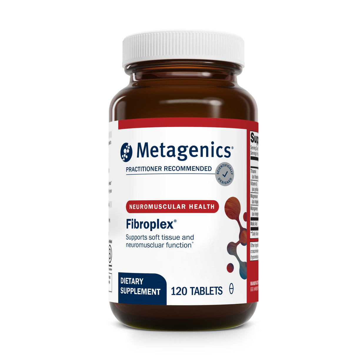Metagenics Fibroplex Vitamin B1 - Support for Soft Tissues* - 600 mg Malic Acid & 150 mg Magnesium - Neuromuscular Health* - Premier Dietary Supplement - 120 Tablets