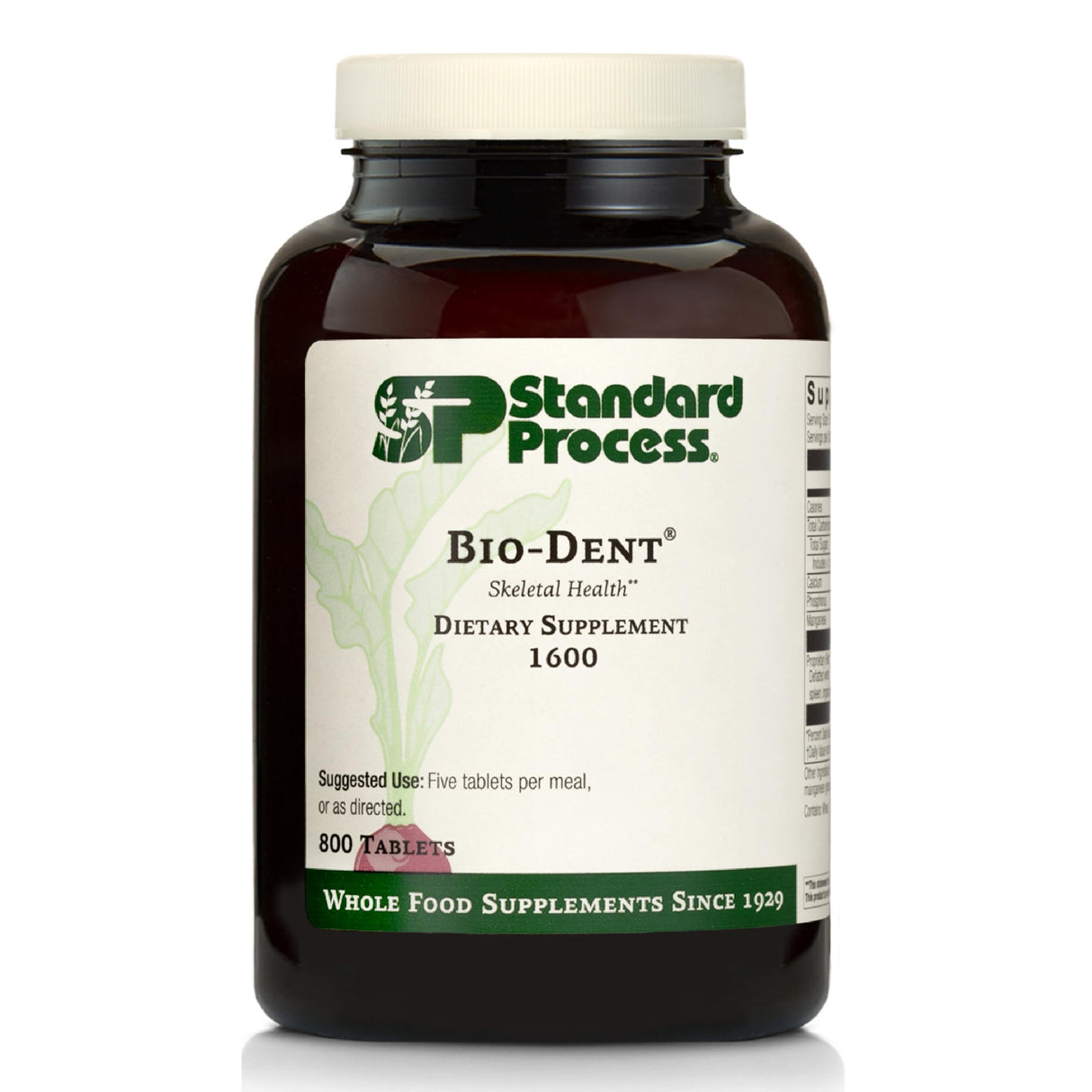 Standard Process Inc. Bio-Dent - Whole Food Supplement for Skin, Muscle, and Bone Health - Calcium, Licorice Root, Manganese, Phosphorus - 800 Tablets