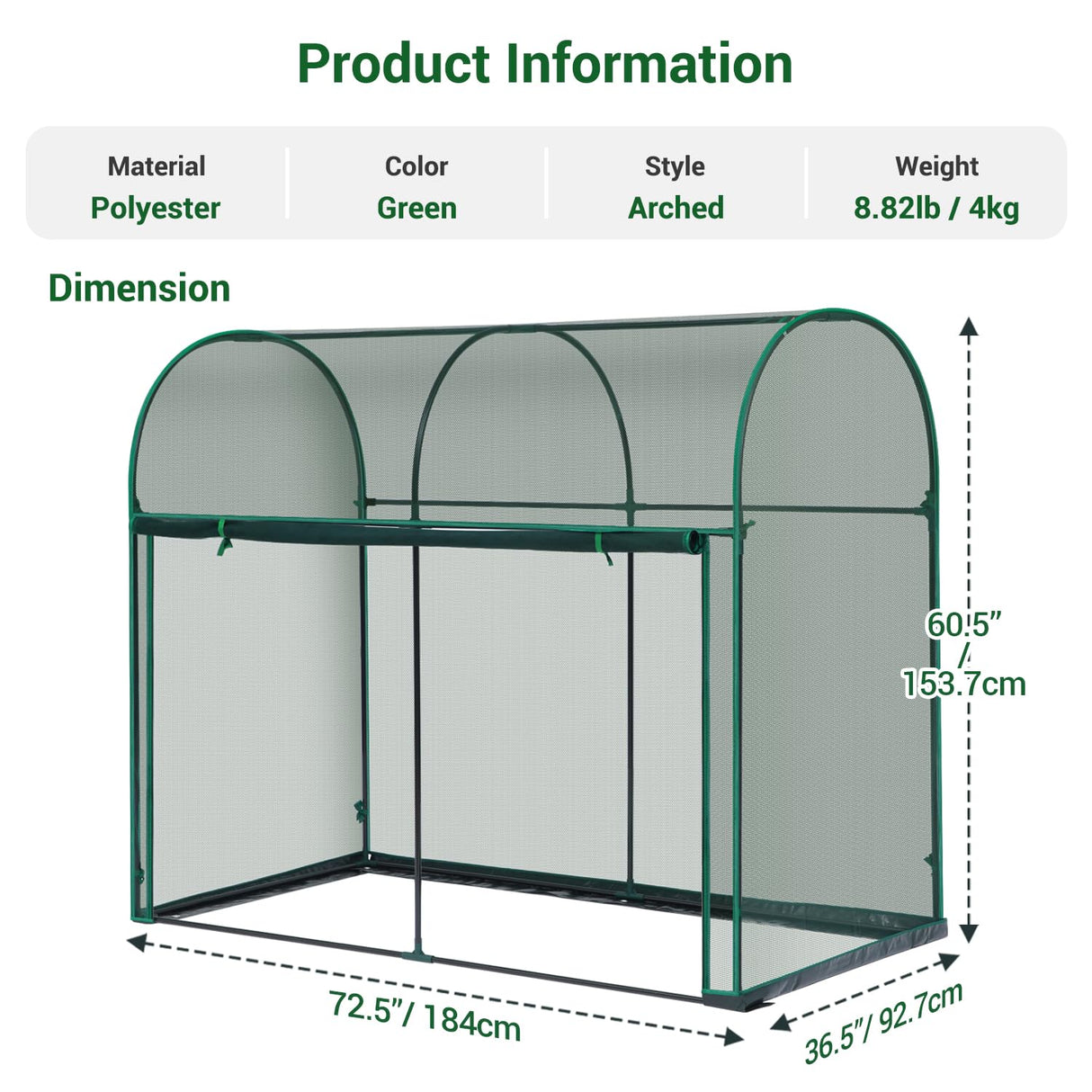 Ohuhu Crop Cages for Garden Plant: 6x3x5 Ft Tent Cage, Plant Netting Cover with Zipper, Garden Bed Cover, Plant Cover from Animal Wind-Resistant Garden Cage for Fruit Vegetable Flower