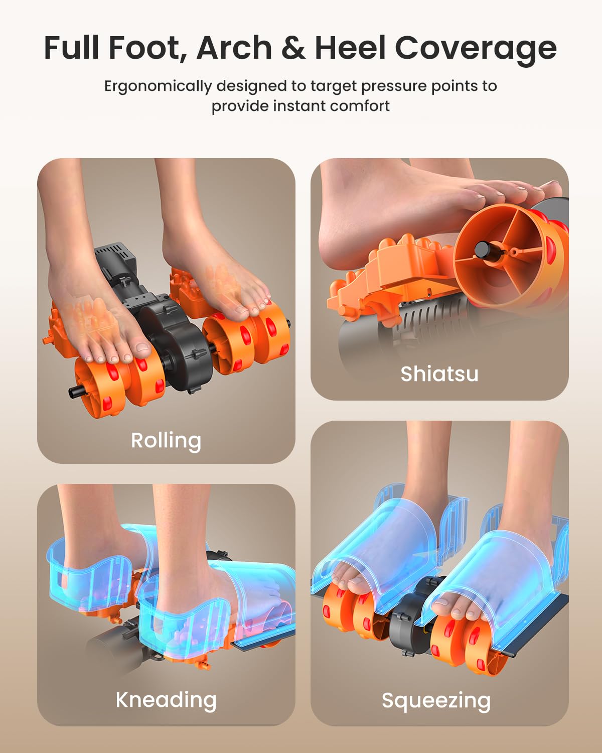 RENPHO Foot Massager Machine with Heat [2025 Upgraded], FSA HSA Eligible, Shiatsu Foot Massager for Neuropathy, Electric Massage for Plantar Fasciitis Relief, Mothers Day Gifts for Women Men