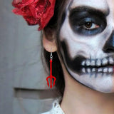 PEALICIOUS Devil Earrings Halloween Earrings Dangle Red Devil Accessories for Women with Lightweight Red Pitchfork as Girl Halloween Costumes Jewelry Fun Spooky Jewelry Christmas Gifts