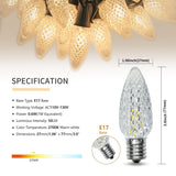 50PACK C9 Christmas Lights LED Replacement Bulbs，Shatterproof & Waterproof Plastic C9 Led Bulbs for Outdoor String Lights, E17 Base, 0.6W Equivalent to 7W, Warm White 2700K, 50LM Holiday Decoration