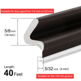 40 Feet Door Weather Stripping, Kerf Weather Stripping for Doors with Groove, Kerf Door Seal for Large Gap and Easy Installation(40, Brown)