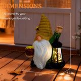 WONDHOME 12.3'' Solar Garden Gnomes Outdoor Decor Honey Bee jar Gnome Statues with LED Lantern Spring Patio Lawn Yard Art Decoration Easter Birthday Christmas Gardening Gifts for Mom Dad, Bee Gnome