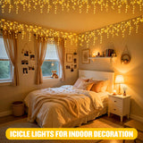 JMEXSUSS Icicle Lights for Outside, 400 LED 38.8FT Christmas Lights Outdoor