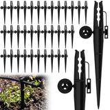 Afarnook 50 Pcs Irrigation 1/4" Tubing Stake with Bug Cap Diffuser and Locking Cap Black Irrigation Support Stakes Drip Stakes Tubing Hose Stake for Micro Sprinkler Gardens Supplies