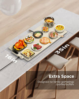 FEPPO Food Warming Mat, (XXL 35”x16”) Electric Warming Trays for Buffets Party, Fast Full-Surface Heating Mat for Food with 19 Level Adjustable Temperature and 6 Hours Timer, Roll Up Food Warmer