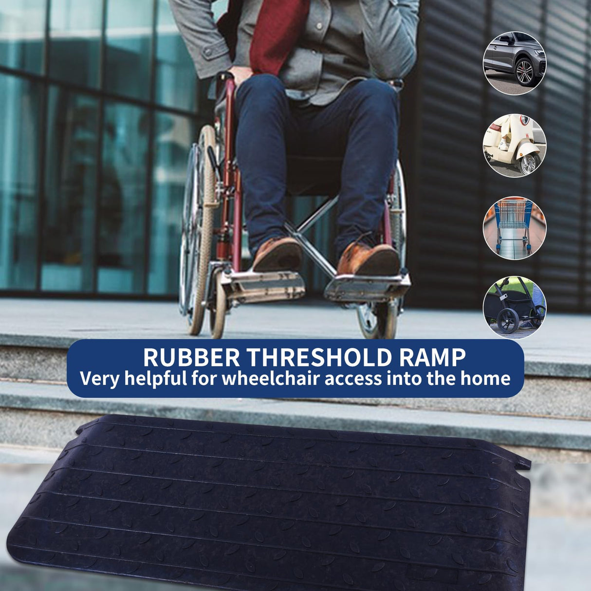 4 Inch Rise Threshold Ramp Anti-Slip Wheelchair Ramp Rubber Curb Ramp for Home Doorways 3 Feet Long 5500lbs Load Capacity(Anti-Slip Design)