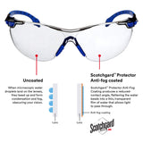 3M Safety Glasses, Solus 1000 Series, ANSI Z87, Scotchgard Anti-Fog, Indoor/Outdoor Grey Lens, Blue/Black Frame, Pack of 1