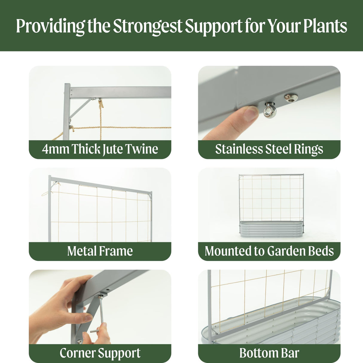 Vego Garden 8.0ft Long Tomato Metal Frame Trellis, Garden Trellis for Climbing Plants Like Cucumber Beans Tomatoes & Vines, (Garden Beds Not Included)