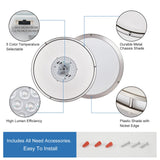 DLLT Flush Mount LED Ceiling Light: 13 Inch 5CCT (3000K-6000K) & Dimmable Ceiling Light Fixtures for Bedroom Hallway - 24W Modern Brushed Nickel Super Bright Kitchen Lighting Fixtures Ceiling