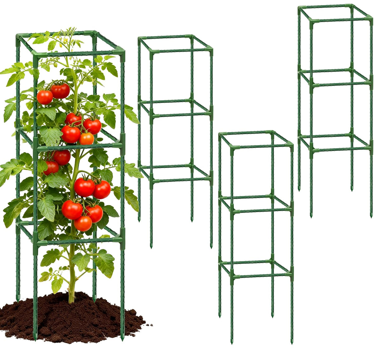 6 Pack 43.3 Inch Adjustable Tomato Cages Garden Plant Trellis