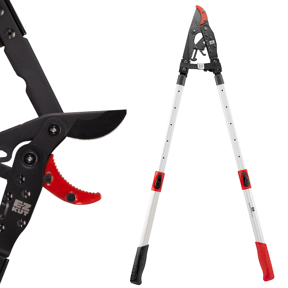 EZ Kut G2 Tree Trimmer Ratcheting Branch Cutter. Heavy Duty Branch Cutter. 42 inch Extendable Anvil Hand Loppers. Tree Pruner Trusted Since 1988. Chops Thick Branches with Ease.