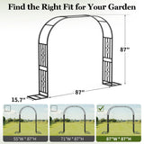 Metal Garden Arch, Heavy Duty Garden Trellis for Climbing Plants, with Enlarged Base for Stability, Ideal for Wedding Arches & Party Decorations, 87" W x 87" H