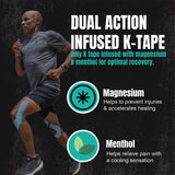 Heali Kinesiology Tape with Magnesium and Menthol, 20 Pcs Precut Strips, K Tape Roll, Knees, Physical Therapy Sports Tape for Muscle and Joint Pain Relief, Water Resistant, Blue Inspo