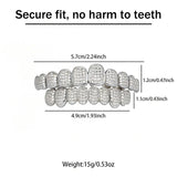 Men and women Adjustable Gold and Silver Grillz - Hip Hop Bling Tooth Covers with Cubic Zirconia - Detachable Fashion Dental Jewelry for Men (Silver)