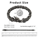 8" Byzantine Black Stainless Steel Norse Vintage Dragon Bracelets for Men