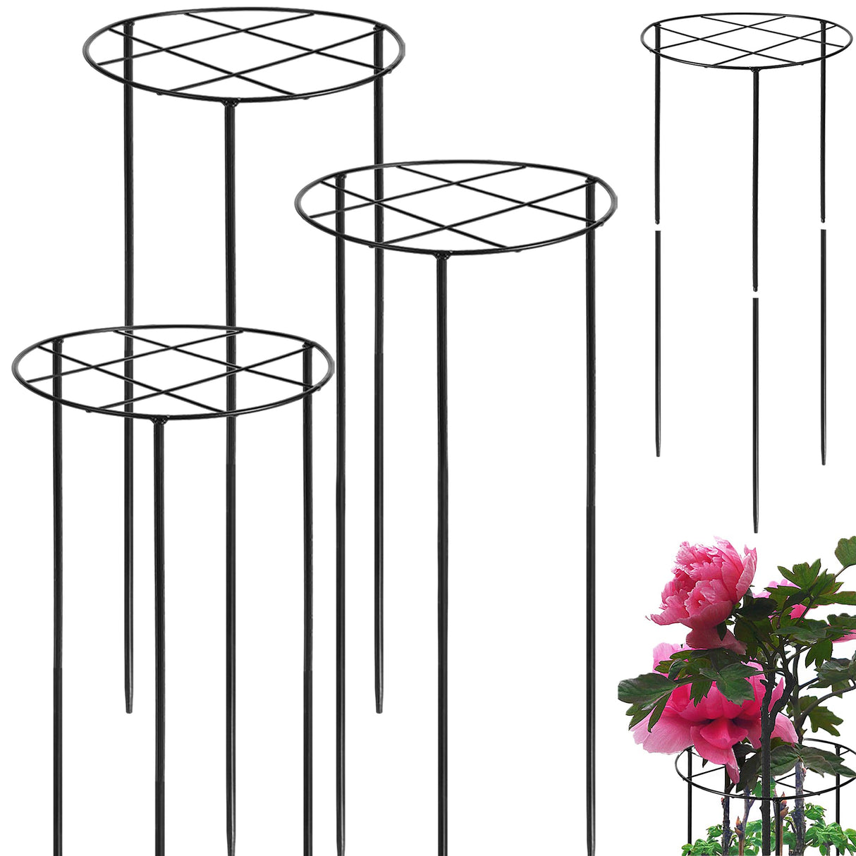Peony Cages and Supports, 31.5"H x 12.6"D Plant Supports for Outdoor Plants