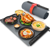 MealHelper Warming Mat for Food, Portable Food Warming Mat For Countertop, Full Surface Electric Warming Tray with Safety Lock, 4 Temp Levels & 6-Hour Timer for for Parties, Buffets & Home Use (Grey)