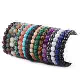 SONNYX 15 PCS 8mm Gorgeous Semi-Precious Gemstones Bracelets Unisex
