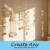 DIY Crystal Suncatcher kit with Wind Chime/Sun and Moon,Sun Catcher Dream Supplies Arts and Crafts Kits for Adults,for Indoor Window Hanging,Outdoor Garden Xmas Wedding Party Decor Gifts