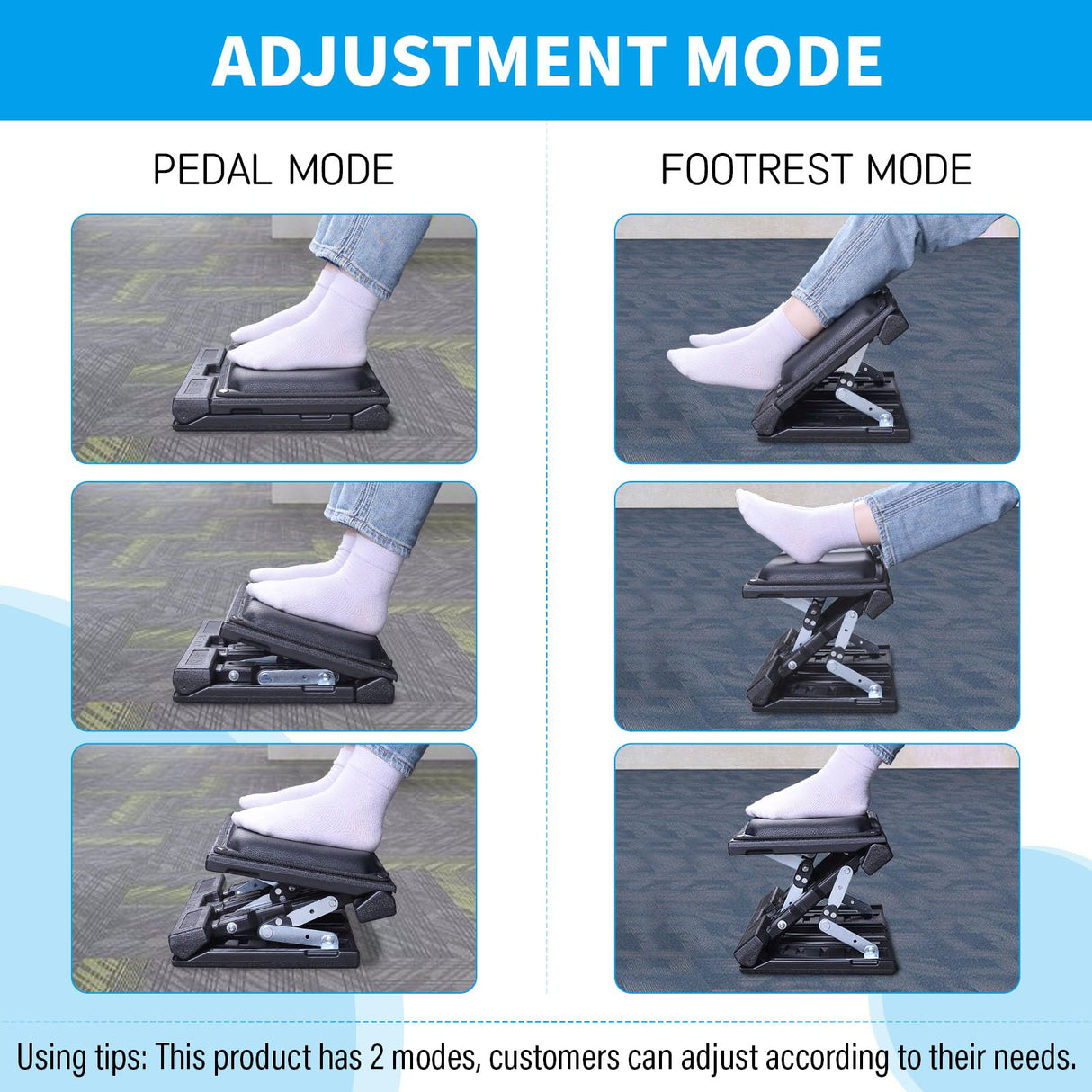 Scalebeard Foot Rest for Under Desk at Work,Height Adjustable Infinite Angle Ergonomic Foldable Footrest for Office, Gaming,Computer, Removable Pad Desk Foot Stool with Massage Beads,for All Seasons