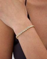 PAVOI 18K Yellow Gold Plated Simulated Diamonds Bezel Set Tennis Bracelets for Women - Cubic Zirconia Stones Trillion Statement Bride Gold Bracelet Stack - Size 6.5"